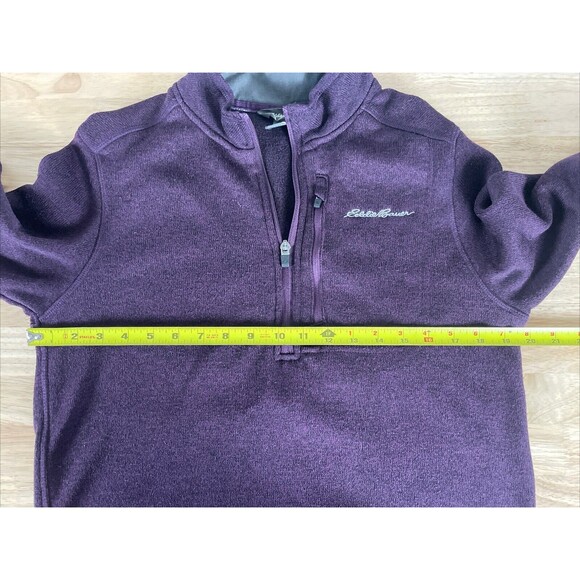 Eddie Bauer 1/4 Zip Sweater Men's Size S Pullover Mock Neck Chest Pocket Purple - Picture 5 of 8